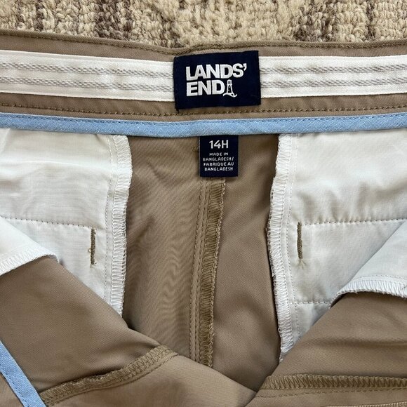 NWOT Lands End Boys Active Performance Chino Shorts - Husky - Size 14- Khaki - Picture 4 of 7
